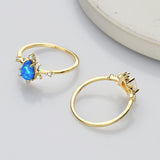 925 Sterling Silver Claw Opal Ring in Gold Plated, CZ Micro Pave, Teardrop Fire Opal Jewelry SS264RG