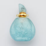 Natural Aquamarine, Moonstone, Apatite Perfume Essence Oil Bottle, 18K Gold Connector Boho Jewelry G1943