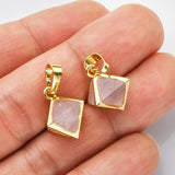 Gold Pyramid Rose Quartz Dangle Earrings/Hoop Earring/Pendant Necklace, Healing Crystal Boho Jewelry G1004-E