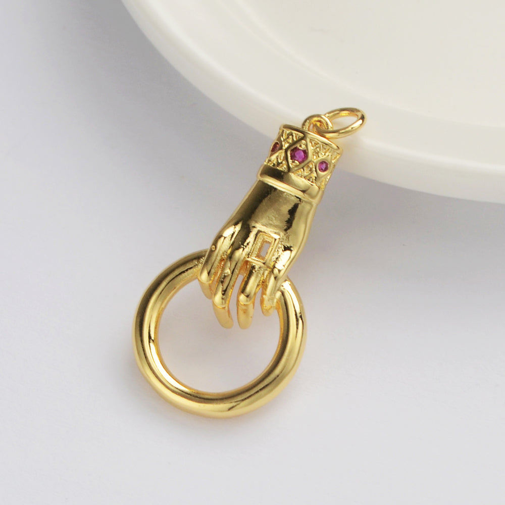 Gold Plated Hand With Circle Charm Pendant WX1935