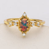 925 Sterling Silver Oval Black Opal CZ Ring in Gold Plated, Lady Fashion Jewelry SS287-1