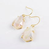 Teardrop Agate Earrings Gold Plated Claw Titanium Rainbow Druzy Faceted Earrings ZG0356