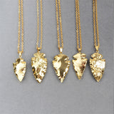 18" Full Gold Plated Arrowhead Natural Jasper Pendant Necklace Boho Jewelry G0508