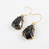 Teardrop Agate Earrings Gold Plated Claw Titanium Rainbow Druzy Faceted Earrings ZG0356