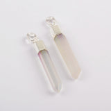 Silver Plated Small Titanium AB White Crystal Point Pendant, Angel Aura Quartz Jewelry S1395