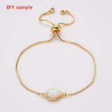 20 pieces of 10" CZ Micro Pave Box Chain Bracelet, Slider Clasp Adjustable Bracelet Finding PJ072