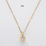 Gold Pyramid Rose Quartz Dangle Earrings/Hoop Earring/Pendant Necklace, Healing Crystal Boho Jewelry G1004-E