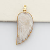 Gold Wing Gemstone Pendant Bead, Amethyts Fluorite Labradorite Jewelry Pendant WX2238
