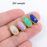 Gold Plated Brass Bezel Connector, Hexagon Shape, Hollow, For Jewelry Making AL1319