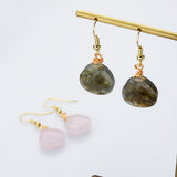 Teardrop Gold Multi Gemstone Earrings, Faceted Healing Crystal Stone Earring, Simple Fashion  Jewelry WX2236