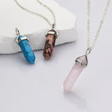 Silver Hexagon Point Multi Gemstone Pendants, Natural Crystal Stone Charm Jewelry Making AL646