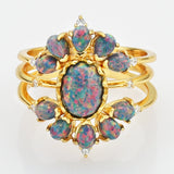 3 pcs/set of 925 Sterling Silver Gold Black Opal CZ Ring Jewelry SS273-3