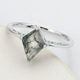 925 Sterling Silver Diamond Moss Agate Ring SS270-2