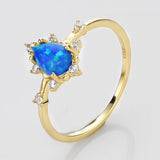 Gold S925 Sterling Silver Claw Opal Rings, CZ Micro Pave, Teardrop Fire Opal Jewelry SS264