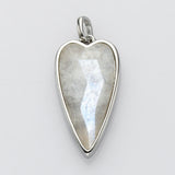 Long Heart Silver Gemstone Pendants, Faceted Moonstone Labradorite Copper Turquoise, Making Jewelry Pendant ZS0507