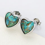 S925 Sterling Silver Bezel Heart Faceted Gemstone Stud Earrings, Birthstone Crystal Jewelry SS261