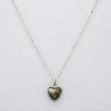 Silver Plated Gemstone Heart Pendants, Moonstone Labradorite Copper Turquoise Jewelry Pendant ZS0506