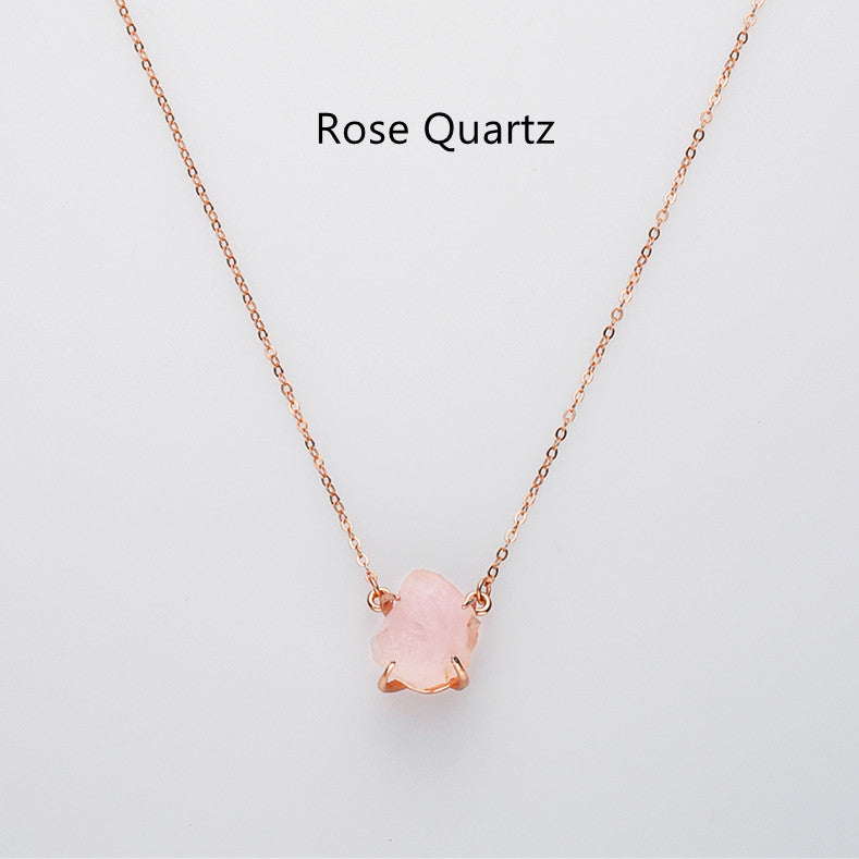 raw rose quartz claw necklace, rose gold sterling silver necklace, birthstone necklace, healing gemstone necklace, crystal quartz jewelry, gift for women