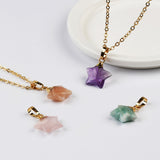 18“ Gold Plated Multi Natural Gemstone Faceted Star Pendant Necklace G2074-N