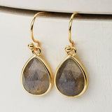 Gold Plated Teardrop Copper Turquoise Earrings, Faceted Gemstone Crystal Earring, Birthstone Jewelry ZG0505