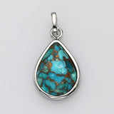 Teardrop Silver Plated Gemstone Pendant, Pear Faceted Crystal Stone Charm, Making Jewelry Craft ZS0508