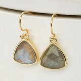 Gold Plated Triangle Copper Turquoise Earrings, Faceted Gemstone Earring, Fashion Crystal Jewelry ZG0504