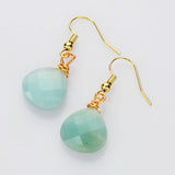 Teardrop Gold Multi Gemstone Earrings, Faceted Healing Crystal Stone Earring, Simple Fashion  Jewelry WX2236