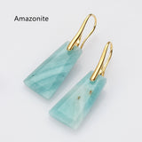 Gold Natural Gemstone Earrings, Faceted Crystal Earrings, Fashion Jewelry WX2219