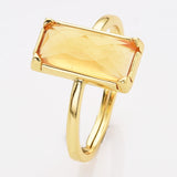 Gold Bezel Rectangle Multi Gemstone Faceted Statement Ring, Adjustable Crystals Rings ZG0532