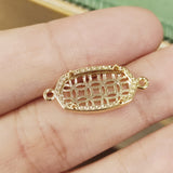 Gold Plated Brass Bezel Connector, Hexagon Shape, Hollow, For Jewelry Making AL1319