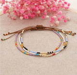 Bohemian Skinny Miyuki Beads Bracelet, Adjustable, Handmade Friendship Boho Summer Jewelry AL700