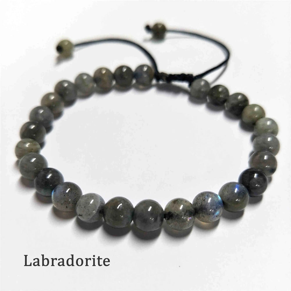 6mm Gemtone Beaded Adjustable Bracelet, Copper Turquoise Agate Chalcedony Hematite Stone Bracelet, Handmade Jewelry HD0384