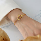 18k Gold Titanium Steel Heart Bracelet AL686