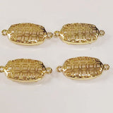 Gold Plated Brass Bezel Connector, Hexagon Shape, Hollow, For Jewelry Making AL1319