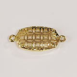 Gold Plated Brass Bezel Connector, Hexagon Shape, Hollow, For Jewelry Making AL1319