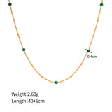 16" Gold Satellite Gemstone Beads Chain Necklace, 18k Gold Titanium Steel Necklace AL689