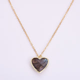 16" Gold Plated Gemstone Heart Pendant Necklace, Faceted Crystal Stone, Minimalist Jewelr WX2179-N