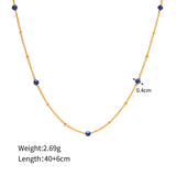 16" Gold Satellite Gemstone Beads Chain Necklace, 18k Gold Titanium Steel Necklace AL689