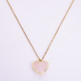16" Gold Plated Gemstone Heart Pendant Necklace, Faceted Crystal Stone, Minimalist Jewelr WX2179-N