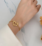 18k Gold Titanium Steel Heart Bracelet AL686