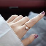 Gold Wire Wrap Double Pearl Rings WX1024