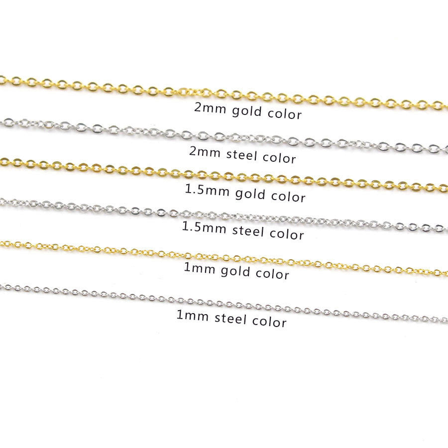 100 meters of 316L Stainless Steel 18K Gold Plated 1/1.5/2mm Flat Cable Chain Findings, For Necklace Bracelet DIY Jewelry Making AL1137