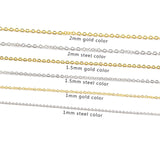 100 meters of 316L Stainless Steel 18K Gold Plated 1/1.5/2mm Flat Cable Chain Findings, For Necklace Bracelet DIY Jewelry Making AL1137