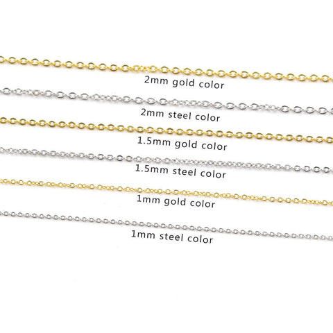 100 meters of 316L Stainless Steel 18K Gold Plated 1/1.5/2mm Flat Cable Chain Findings, For Necklace Bracelet DIY Jewelry Making AL1137