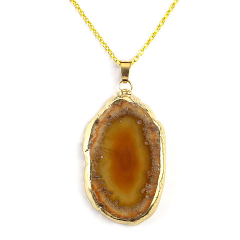 Gold Electroplated Onyx Agate Pendants, Gemstone Drusy Slice Pendant Bead G0092