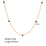 16" Gold Satellite Gemstone Beads Chain Necklace, 18k Gold Titanium Steel Necklace AL689