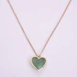 16" Gold Plated Gemstone Heart Pendant Necklace, Faceted Crystal Stone, Minimalist Jewelr WX2179-N