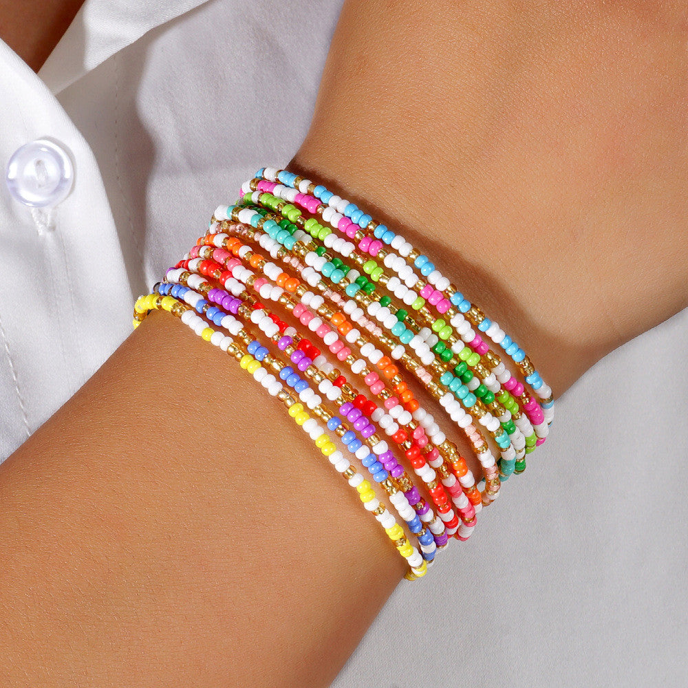 Bohemian Skinny Miyuki Beads Bracelet, Adjustable, Handmade Friendship Boho Summer Jewelry AL1000
