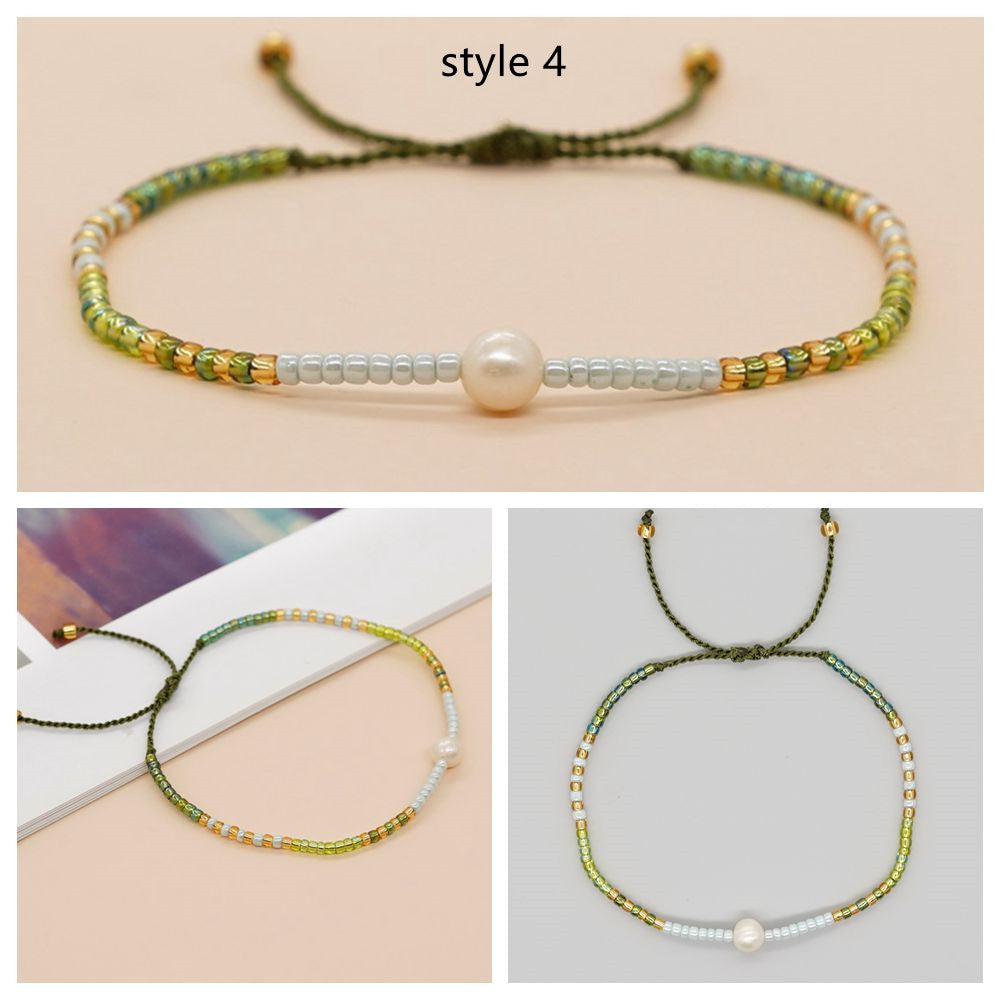 2024 New Skinny Bohemian Natural Fresh Water Pearl & Rainbow Miyuki Beads Bracelet, Adjustable, Handmade Boho Summer Jewelry AL1005