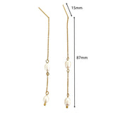 Titanium Steel Double Natural Freshwater Pearl Threader Earrings in 18K Gold Plated AL1010